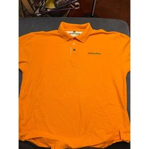 Heineken Orange Polo Shirt Mens XL Short Sleeve Brew Beer Logo Promo Pique Knit